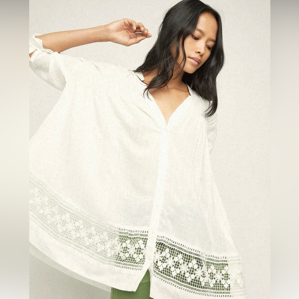 🆕 FREE PEOPLE GREEN GARDENS TUNIC, NWT, XS IVORY